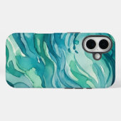 ティールウォーターカラーの海の波 Case-Mate iPhoneケース (裏面 (横))