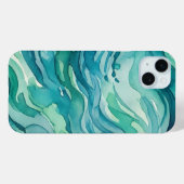 ティールウォーターカラーの海の波 Case-Mate iPhoneケース (裏面 (横))