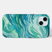 ティールウォーターカラーの海の波 Case-Mate iPhoneケース (裏面 (横))