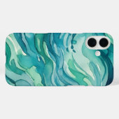 ティールウォーターカラーの海の波 Case-Mate iPhoneケース (裏面 (横))