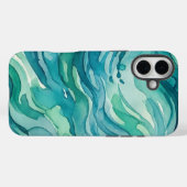 ティールウォーターカラーの海の波 Case-Mate iPhoneケース (裏面 (横))
