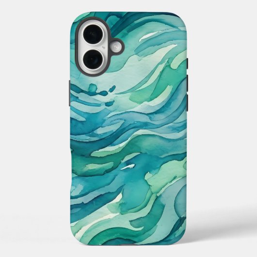 ティールウォーターカラーの海の波 Case-Mate iPhoneケース (裏面)