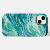 ティールウォーターカラーの海の波 Case-Mate iPhoneケース (裏面 (横))