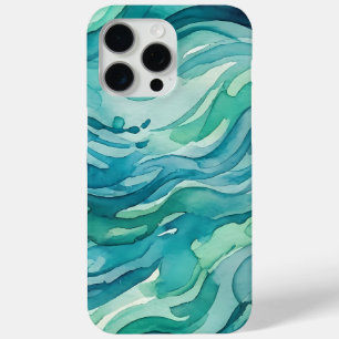 ティールウォーターカラーの海の波 iPhone 15 PRO MAXケース