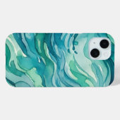 ティールウォーターカラーの海の波 Case-Mate iPhoneケース (裏面 (横))