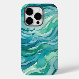 ティールウォーターカラーの海の波 Case-Mate iPhone 14 PROケース