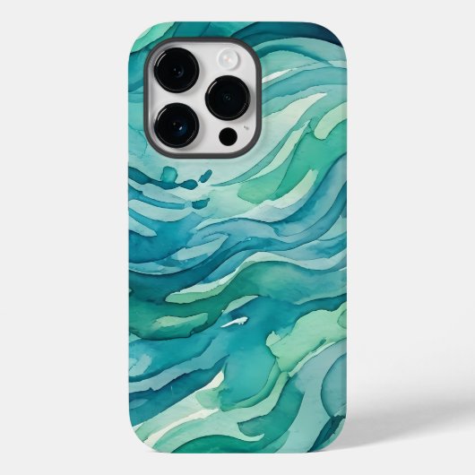 ティールウォーターカラーの海の波 Case-Mate iPhoneケース (裏面)