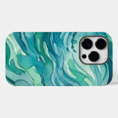 ティールウォーターカラーの海の波 Case-Mate iPhoneケース (裏面 (横))