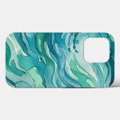 ティールウォーターカラーの海の波 Case-Mate iPhoneケース (裏面 (横))
