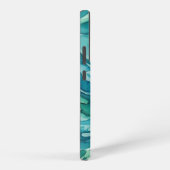 ティールウォーターカラーの海の波 SAMSUNG GALAXYケース (右側面)