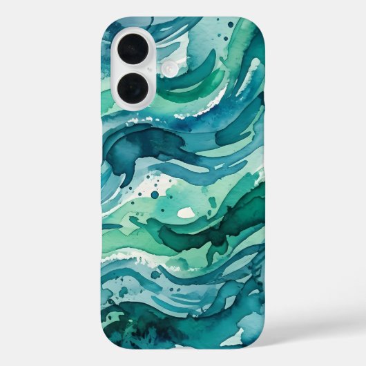 ティールオーシャン水彩抽象パターン Case-Mate iPhoneケース (裏面)