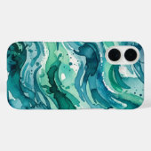 ティールオーシャン水彩抽象パターン Case-Mate iPhoneケース (裏面 (横))