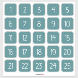 ティールカラーのカスタマイズ可能な四角い数字ステッカー シール
