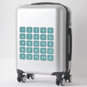 ティールカラーのカスタマイズ可能な四角い数字ステッカー シール (スーツケース)