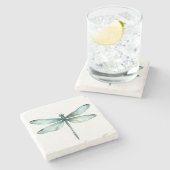 ティールカラーのトンボ ストーンコースター (横)