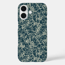 ティールカラーのニューロンネットワーク - シームレスパターン iPhone 16ケース
