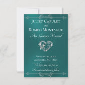 ティールカラーのフォト＆ハート セーブ・ザ・デート (裏面)