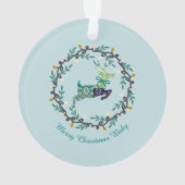 ティールクリスマスの鹿とリースのアクリル1st オーナメント (裏面)