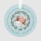ティールクリスマスの鹿とリースのアクリル1st オーナメント (正面)