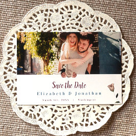 ティールグリーンとベージュのバラの結婚式セーブザデートカード アドバイスカード