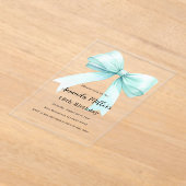 ティールグリーンのリボン エレガントな 誕生日 アクリル招待状 (レイダウン)