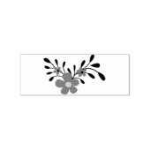 ティールグリーンの植物模様とピンクの花 ラバースタンプ (インプリント)