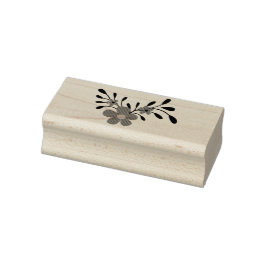 ティールグリーンの花とピンクのフローラルボタニカル ラバースタンプ