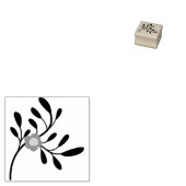 ティールグリーンの花とピンクのフローラルボタニカル ラバースタンプ (押印)