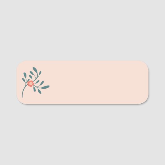 ティールグリーンの花とピンクのフローラルボタニカル 名札 (正面)