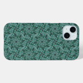 ティールグリーンの花柄と葉の曼荼羅模様 Case-Mate iPhoneケース (裏面 (横))