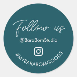 ティールグリーン インスタグラムフォローパッケージステッカー ラウンドシール