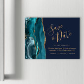 ティールゴールドアゲートネイビーブルー磁気式Save the Date