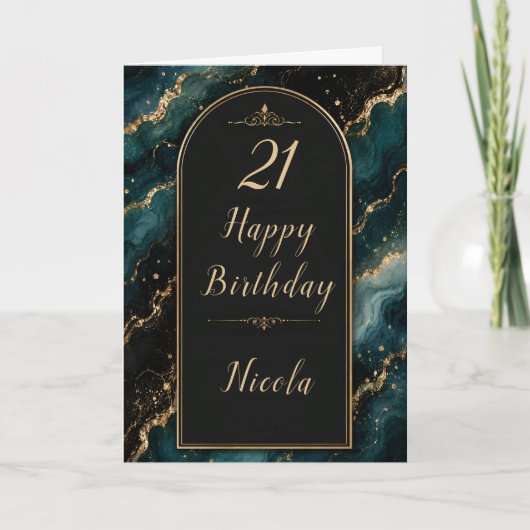 ティールゴールド21歳の誕生日 カード (正面)