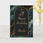 ティールゴールド21歳の誕生日 カード (黄色い花)