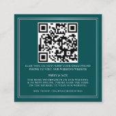 ティールシルバーソードロイヤルウェディングRSVPQRコード エンクロージャーカード (裏面)