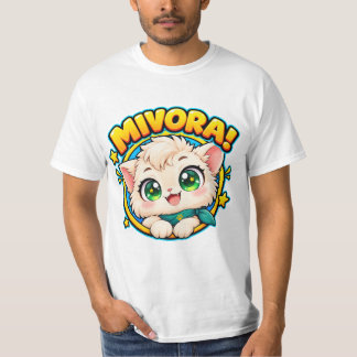 ティールスカーフとエメラルドの目のキュートな子猫のカット Tシャツ