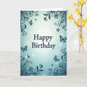 ティールスクロールの誕生日カード カード (黄色い花)