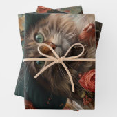 ティールハットと衣装デカップヴィンテージキャット ラッピングペーパーシート (インサイチュ)