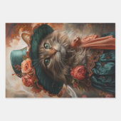 ティールハットと衣装デカップヴィンテージキャット ラッピングペーパーシート (正面)