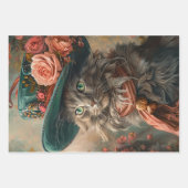 ティールハットと衣装デカップヴィンテージキャット ラッピングペーパーシート (正面2)