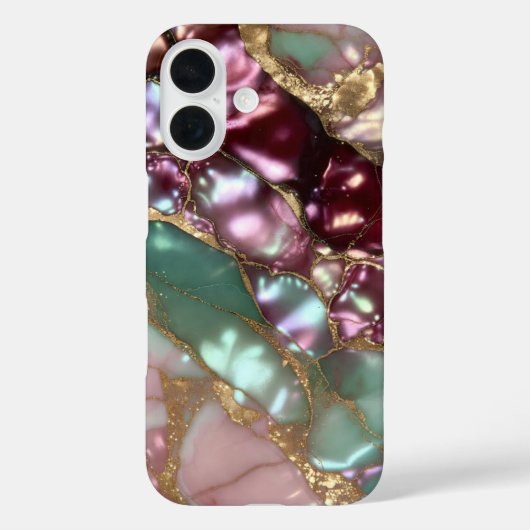 ティールバーガンディ大理石スマホケース ゴールドラグジュアリー Case-Mate iPhoneケース (裏面)