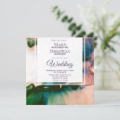 ~ ティールパープル 水彩 エレガント AR17 ウェディング 招待状 (スタンド正面)