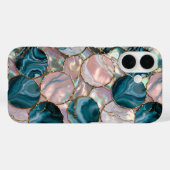 ティールピンク大理石サークルスマホケース ゴールド Case-Mate iPhoneケース (裏面 (横))