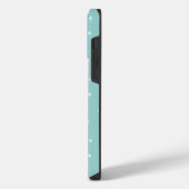 ティールブルーのモノグラム iPhoneケース (左側面)