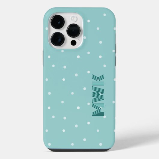 ティールブルーのモノグラム iPhoneケース (裏面)