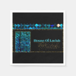 ティールブルーのラグジュアリーパーティー用ナプキン 高級感漂うHouse Of Lavish スタンダードカクテルナプキン