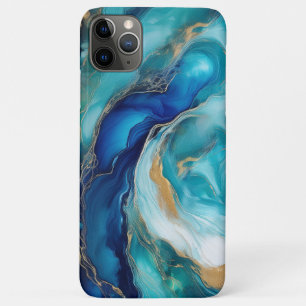 ティールブルーの深海:青と緑の抽象的な海洋アート iPhone 11 PRO MAXケース
