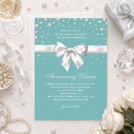 ティールブルーの記念日ディナー招待状 招待状