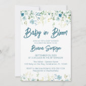 ティールブルーの野の花 ベビーシャワー 招待状 (正面)