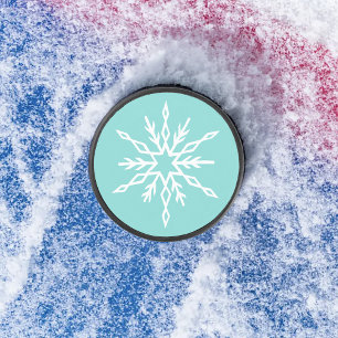 ティールブルーの雪の結晶パターン ソフトな冬の霜 アイスホッケーパック